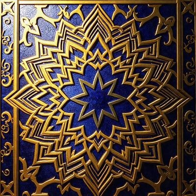 The primary subject of the image is a blue and gold star, which is the main object, scene, or focus of the image. The setting is a blue and gold background, which adds to the overall atmosphere. The visual style is a combination of digital art and illustration, creating a unique and eye-catching design. The colors and mood of the image are predominantly blue and gold, giving it a warm and inviting feel.